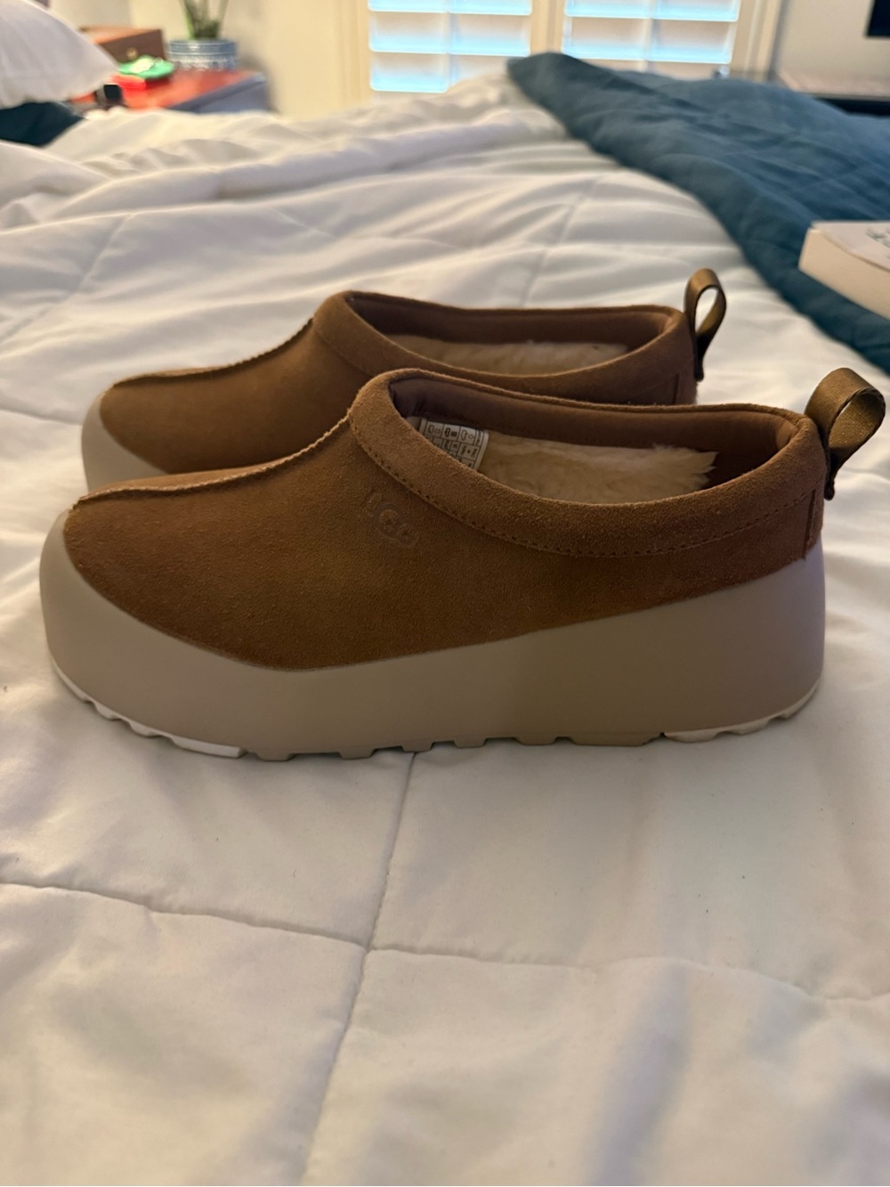 UGG Women's Tasman Streetscape Suede Slip-On Clogs with Cream Sole and Fur